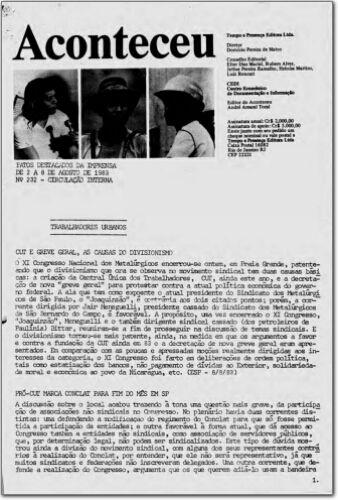 Aconteceu Fatos Destacados na Imprensa (n. 232, ago. 1983.)