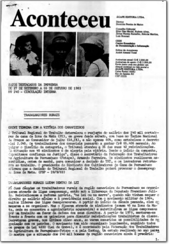 Aconteceu Fatos Destacados na Imprensa (n. 240, set- out. 1983.)