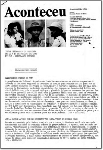 Aconteceu Fatos Destacados na Imprensa (n. 242, out. 1983.)