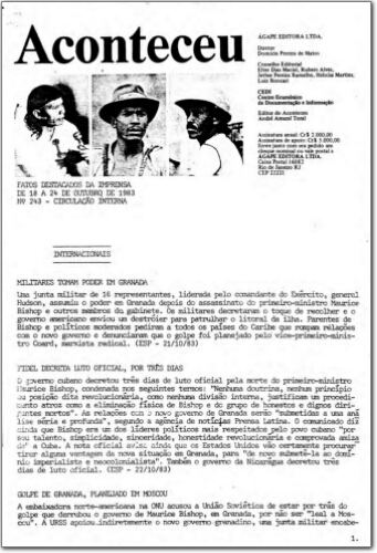 Aconteceu Fatos Destacados na Imprensa (n. 243, out. 1983.)