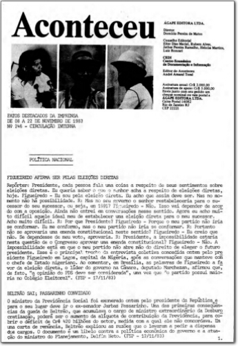 Aconteceu Fatos Destacados na Imprensa (n. 246, nov. 1983.)