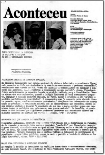 Aconteceu Fatos Destacados na Imprensa (n. 251, dez- jan. 1984.)