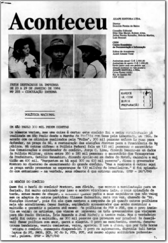 Aconteceu Fatos Destacados na Imprensa (n. 255, jan. 1984.)