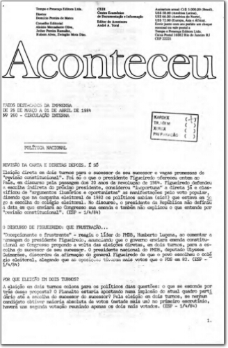 Aconteceu Fatos Destacados na Imprensa (n. 260, mar- abr. 1984.)