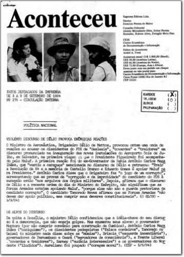 Aconteceu Fatos Destacados na Imprensa (n. 276, set. 1984.)