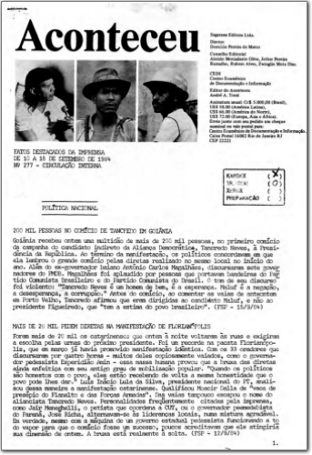 Aconteceu Fatos Destacados na Imprensa (n. 277, set. 1984.)