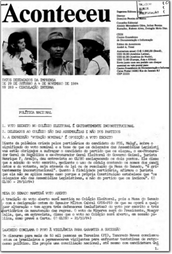 Aconteceu Fatos Destacados na Imprensa (n. 283, out- nov. 1984.)