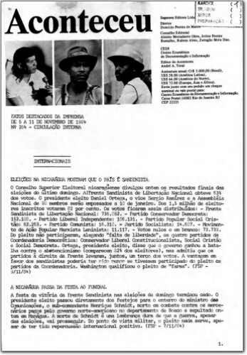 Aconteceu Fatos Destacados na Imprensa (n. 284, nov. 1984.)