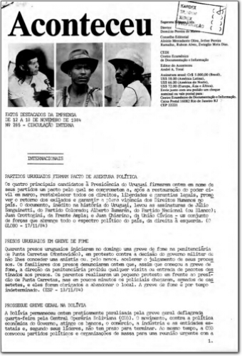 Aconteceu Fatos Destacados na Imprensa (n. 285, nov. 1984.)