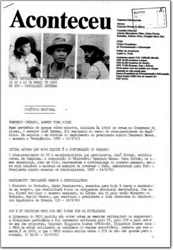 Aconteceu Fatos Destacados na Imprensa (n. 299, mar. 1985.)