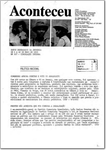 Aconteceu Fatos Destacados na Imprensa (n. 307, maio. 1985.)