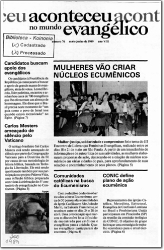 Aconteceu no Mundo Evangélico (n. 76, maio/jun. 1989.)