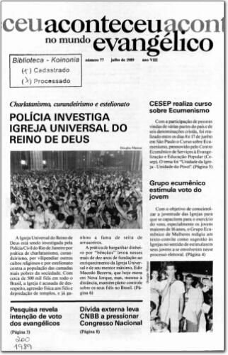 Aconteceu no Mundo Evangélico (n. 77, jun. 1989.)