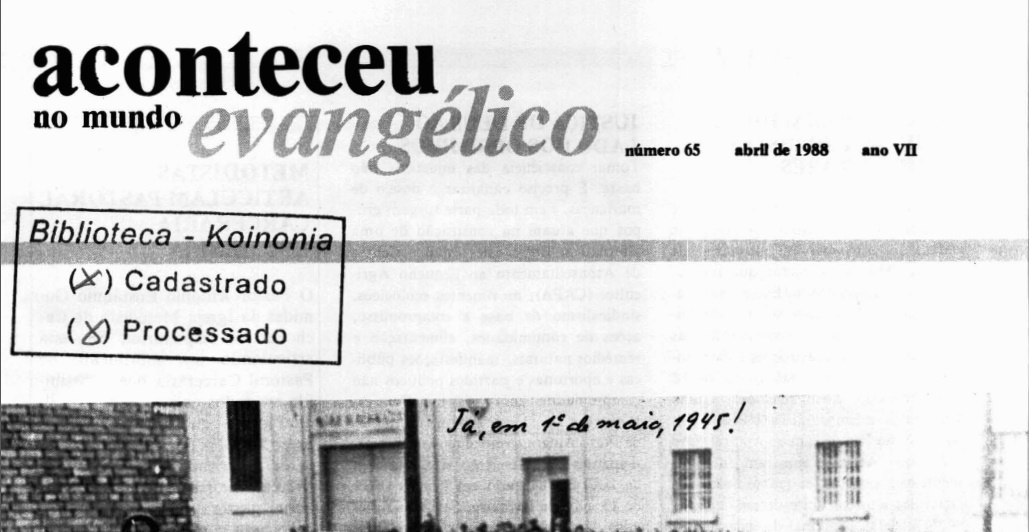 Aconteceu no Mundo Evangélico (n. 65, abr. 1988.)