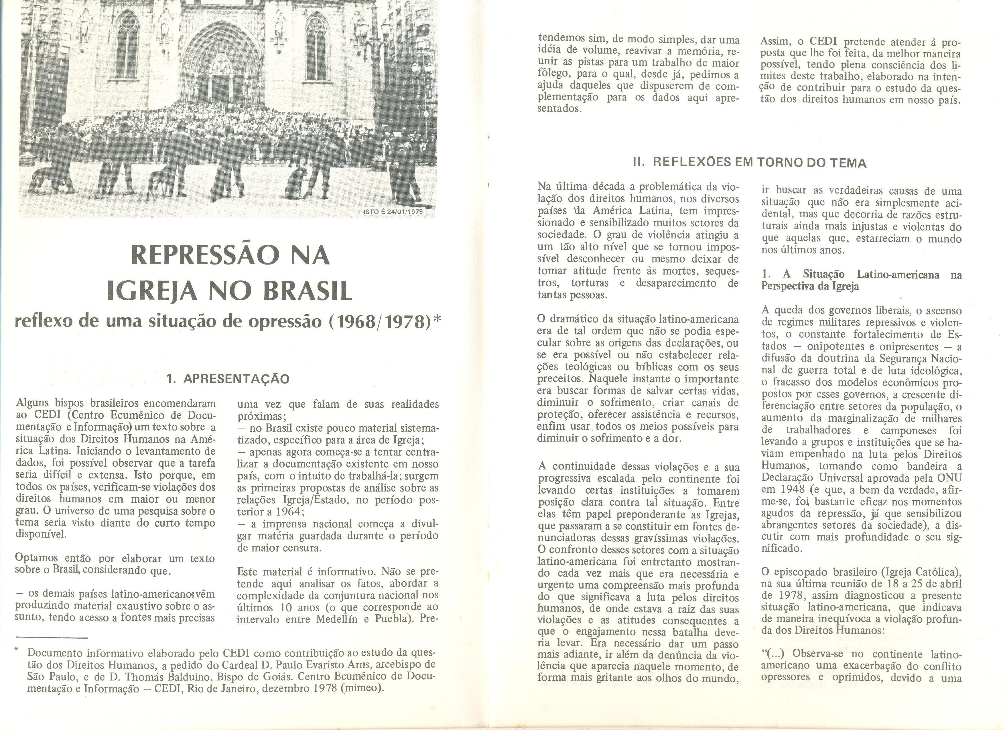 Repressão na Igreja no Brasil: reflexo de uma situação de opressão (1968/1978) (dez. 1978. (arquivo 1) )