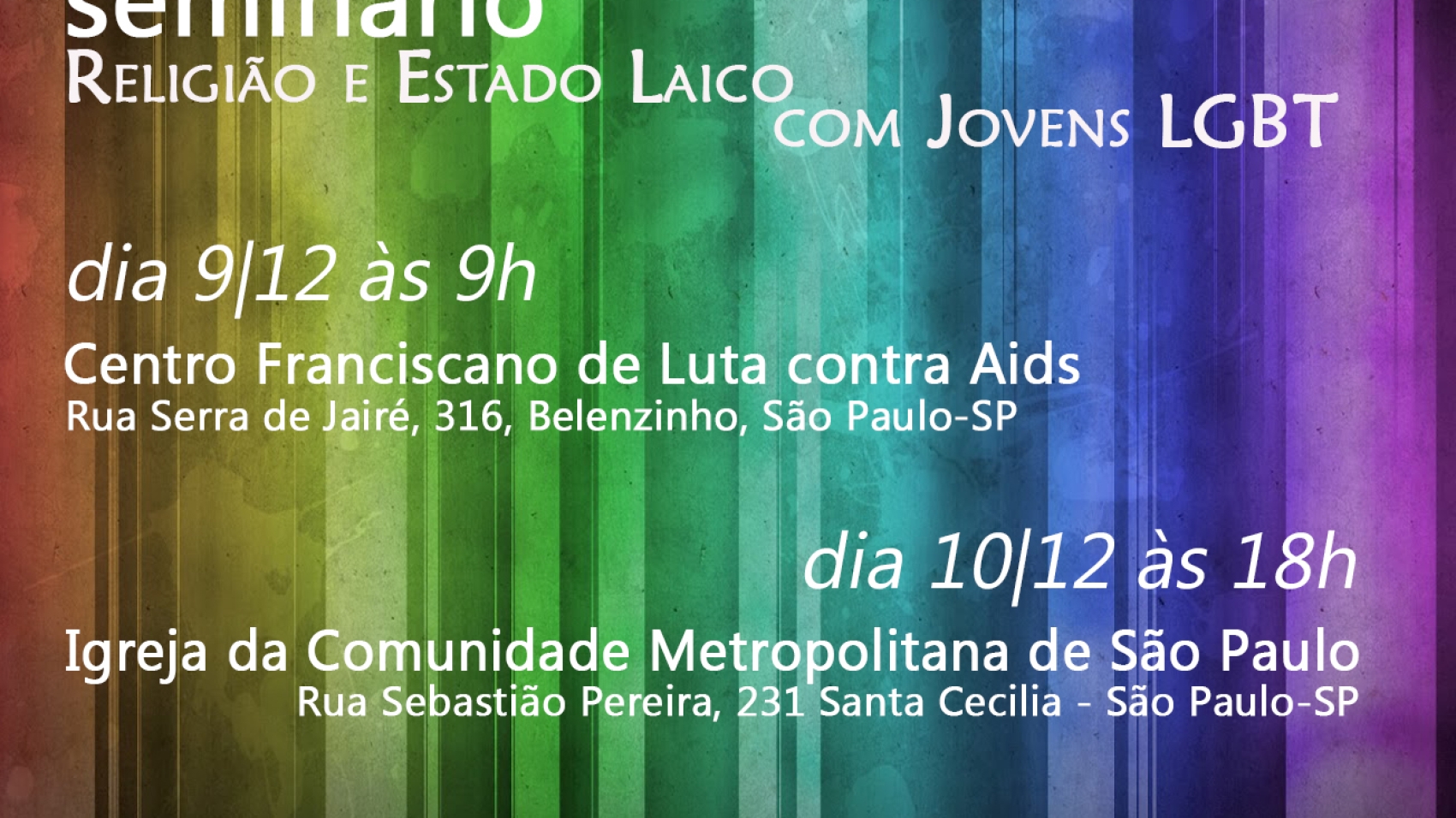 Convite Estado Laico, Religião e Jovens LGBT